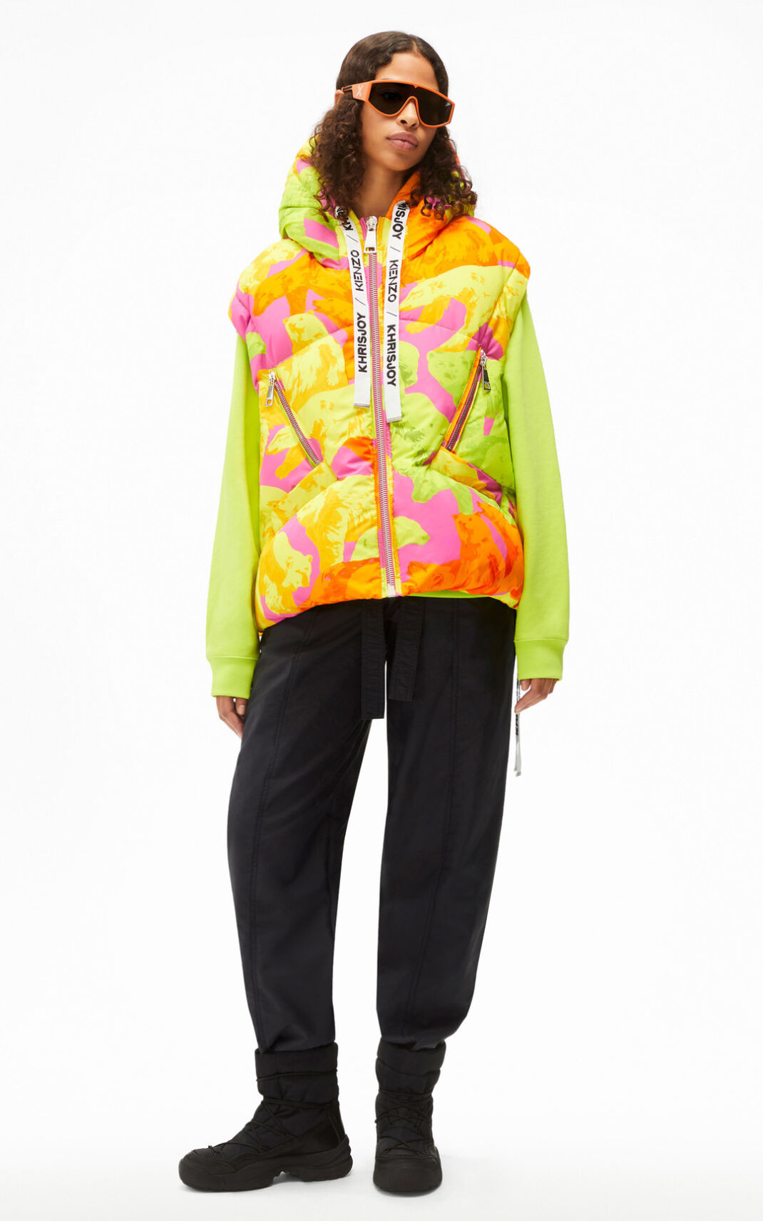 Jaqueta Kenzo Neon Polar Bear Feminino - Luz Verdes | 019GKZHUR